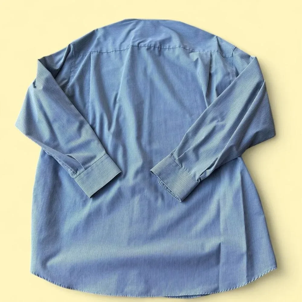 Blue & White Striped Cotton Dress Shirt